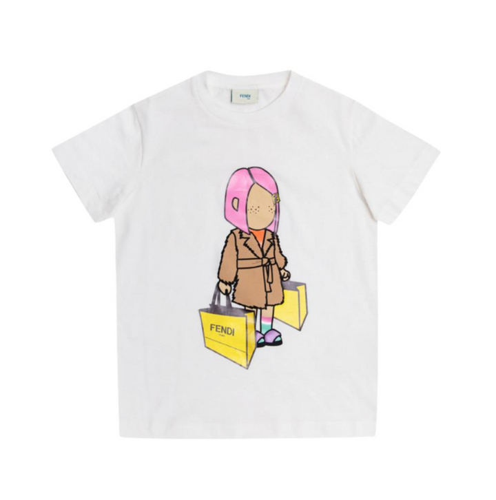 Playera blanca Fendi con ilustración Playera blanca Fendi con ilustración