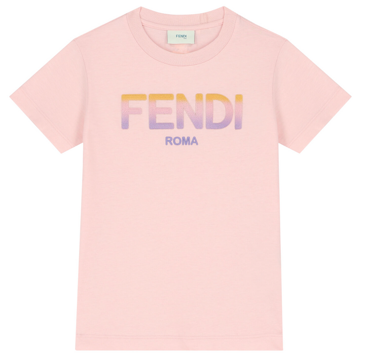 Fendi Kids - Playera Rosa Logo Degradado Fendi Roma Fendi Kids - Playera Rosa Logo Degradado Fendi Roma