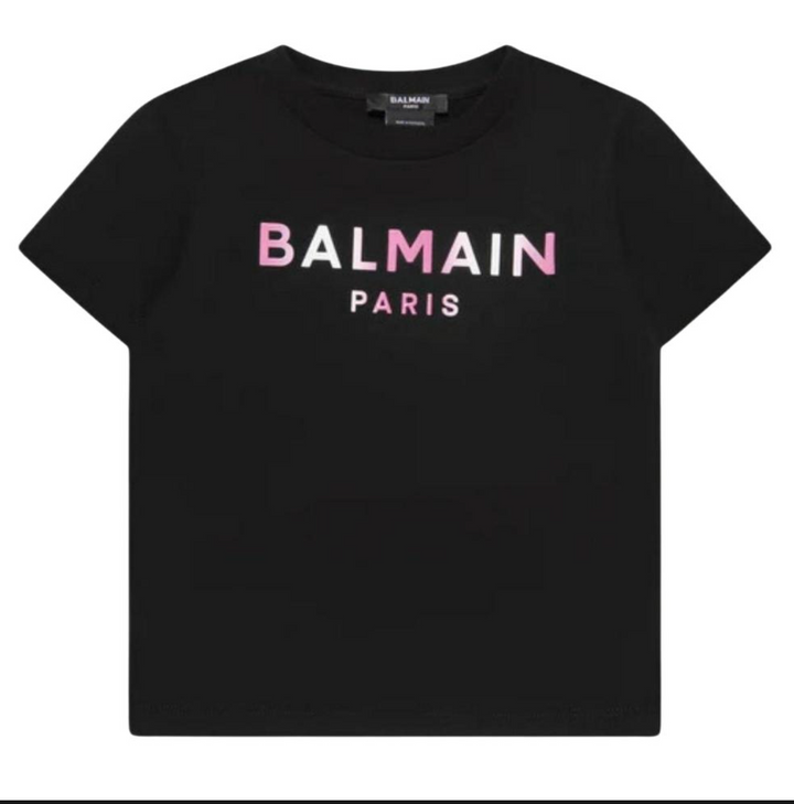 Balmain Paris Playera Negra Logo Rosa Balmain Paris Playera Negra Logo Rosa