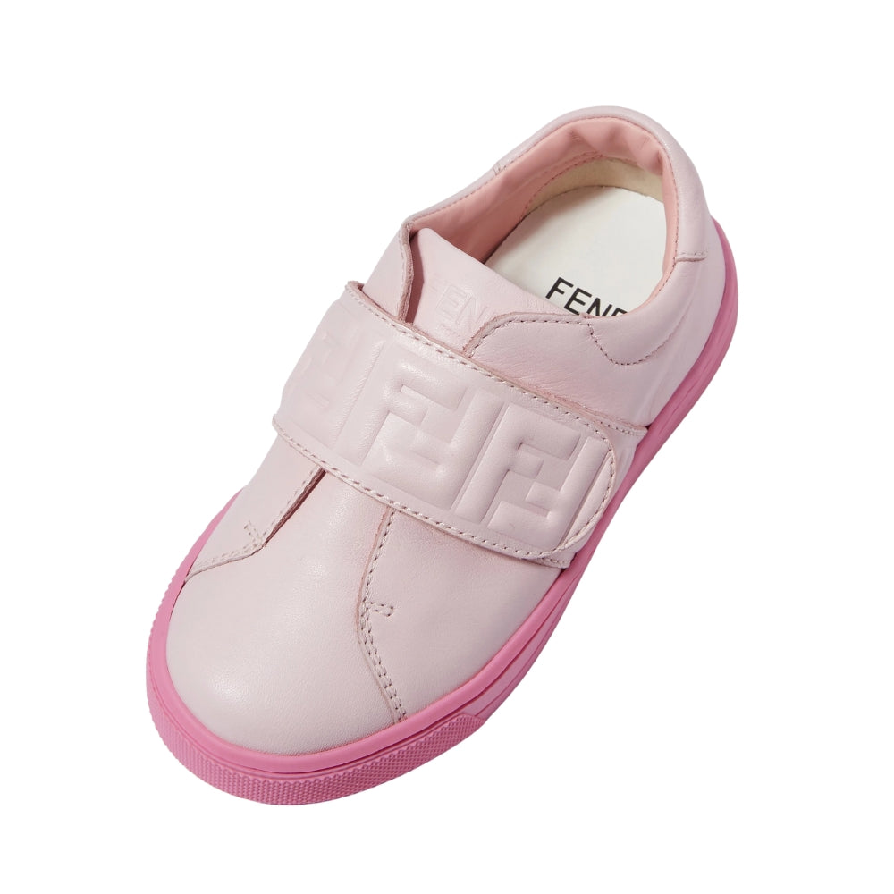 Fendi sneakers rosa con correa de velcro y logo FF en relieve