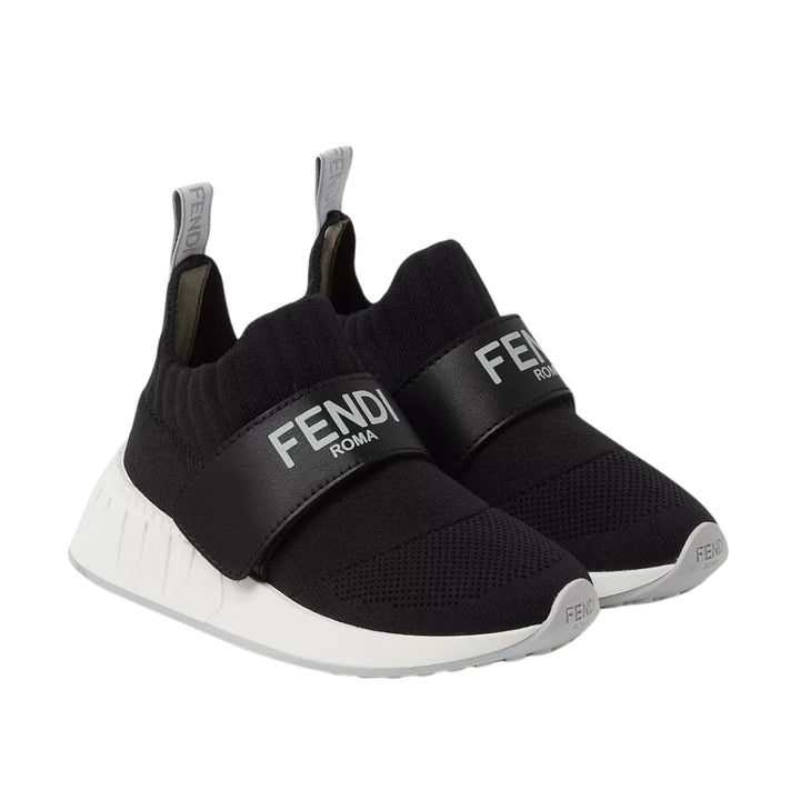 Fendi Sneakers Slip-On Negras con Elástico Logo Fendi Sneakers Slip-On Negras con Elástico Logo