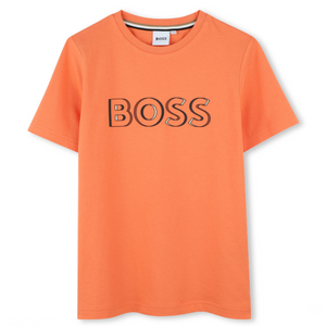 Playera Boss Naranja Para Niño con Logotipo Contorneado