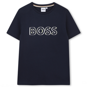 Playera Boss Azul Marino Para Niño con Logotipo Contorneado