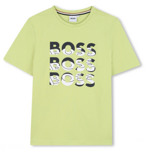 Playera Boss Verde Lima Para Niño con Logotipo Repetido