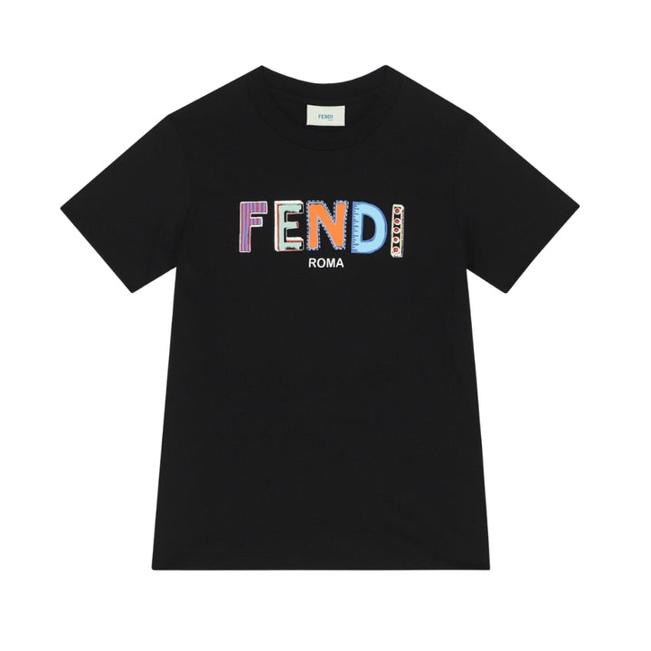 Fendi Playera Negra Logo Creativo Kids Fendi Playera Negra Logo Creativo Kids