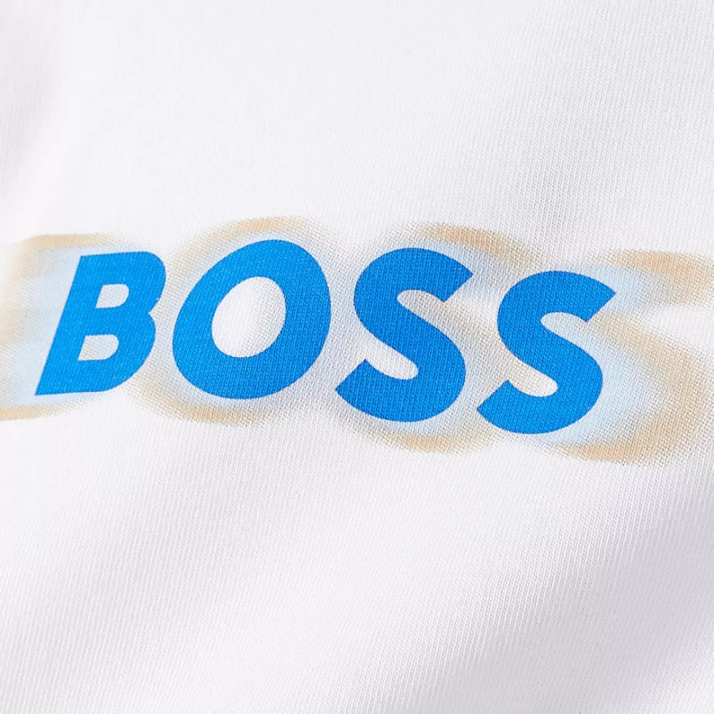 Playera BOSS Infantil Blanca con Logo Frontal Difuminado