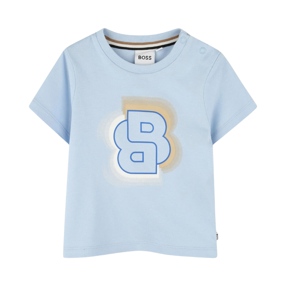 Playera BOSS Infantil Azul Cielo con Logo Frontal B