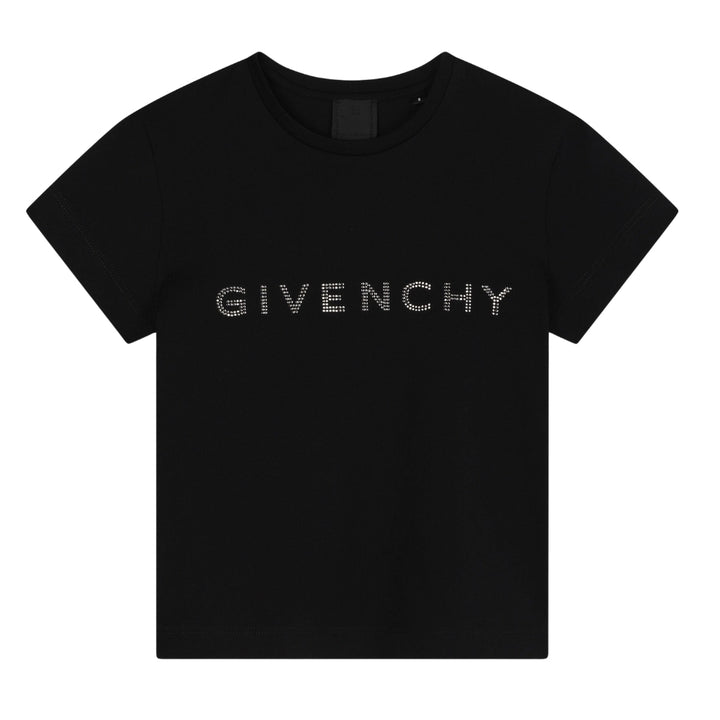 Givenchy Playera Negra Niña Logo Brillante Givenchy Playera Negra Niña Logo Brillante