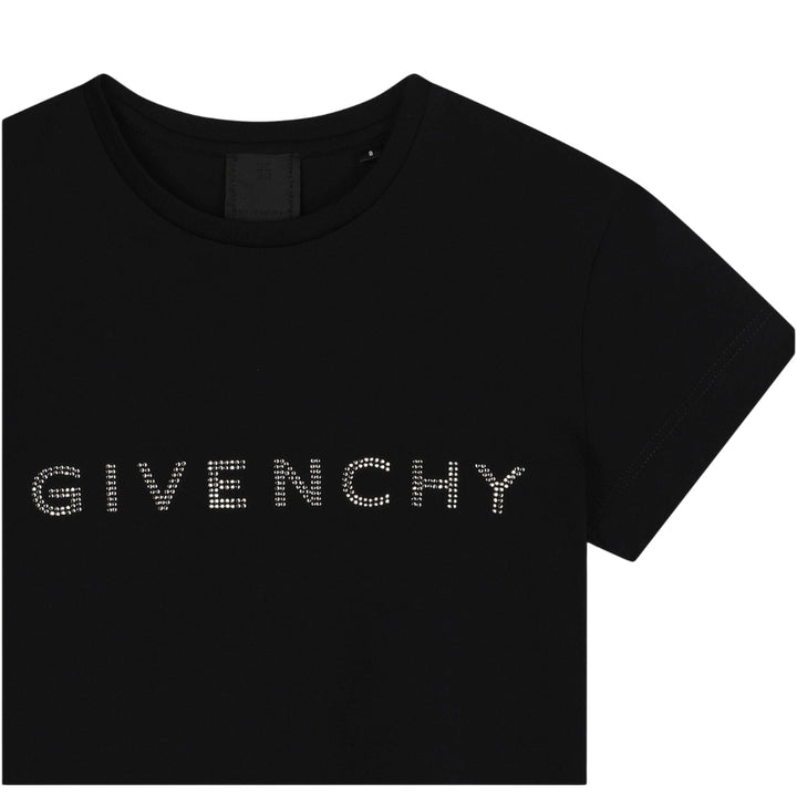 Givenchy Playera Negra Niña Logo Brillante Givenchy Playera Negra Niña Logo Brillante