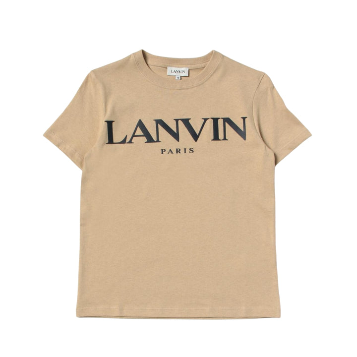 Lanvin Playera Beige Niño Logo negro Lanvin Playera Beige Niño Logo negro