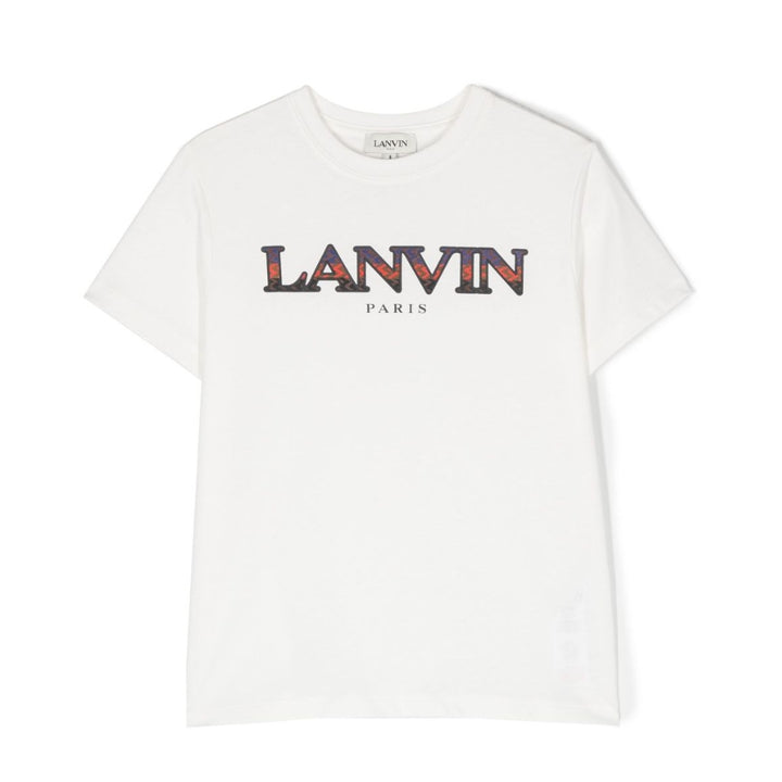 Lanvin Playera Blanca Niño Logo Zigzag Multicolor Lanvin Playera Blanca Niño Logo Zigzag Multicolor