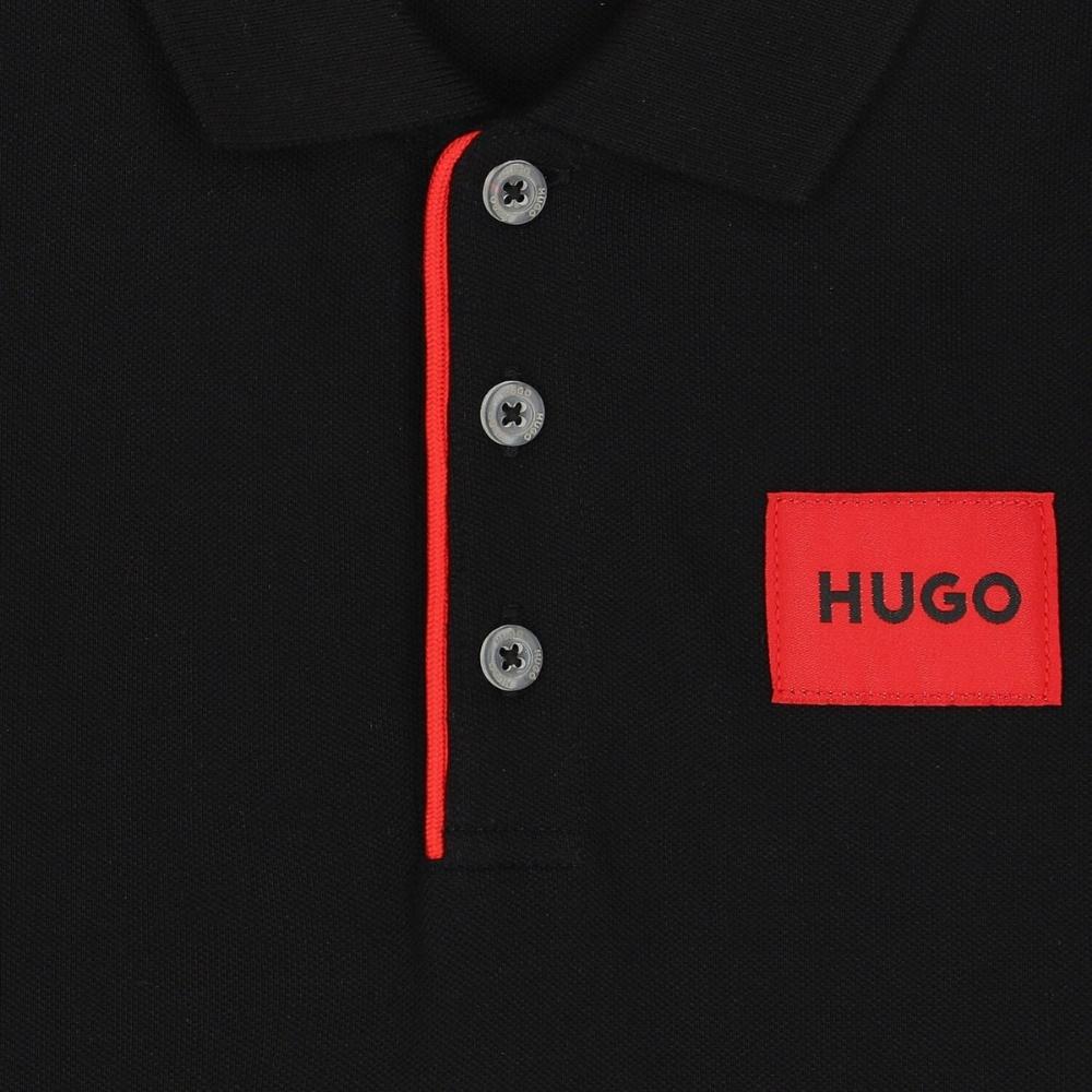 Playera Polo Hugo para Niño Negra con Logo Patch