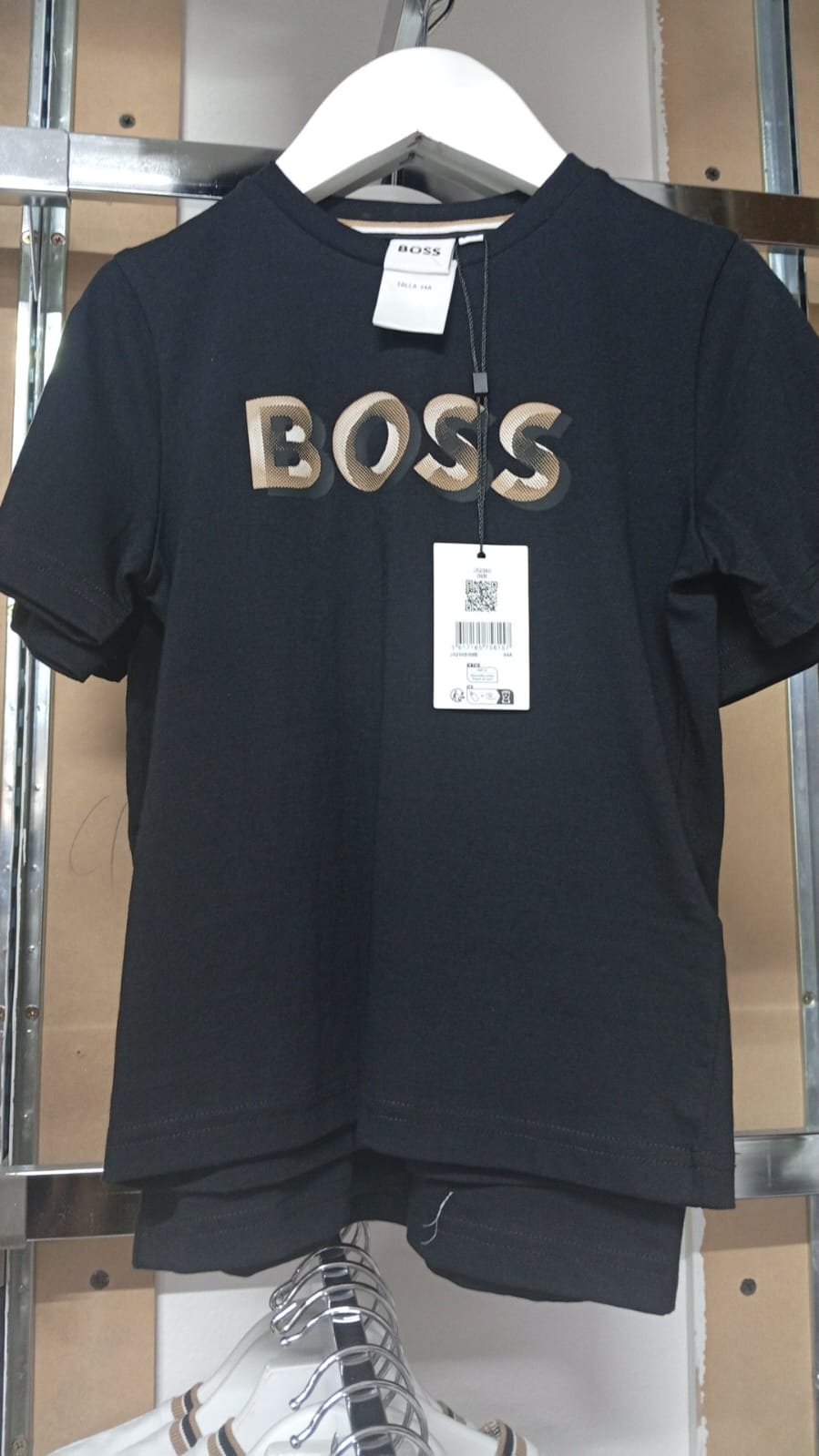 Playera BOSS Kids Negra con Logo 3D