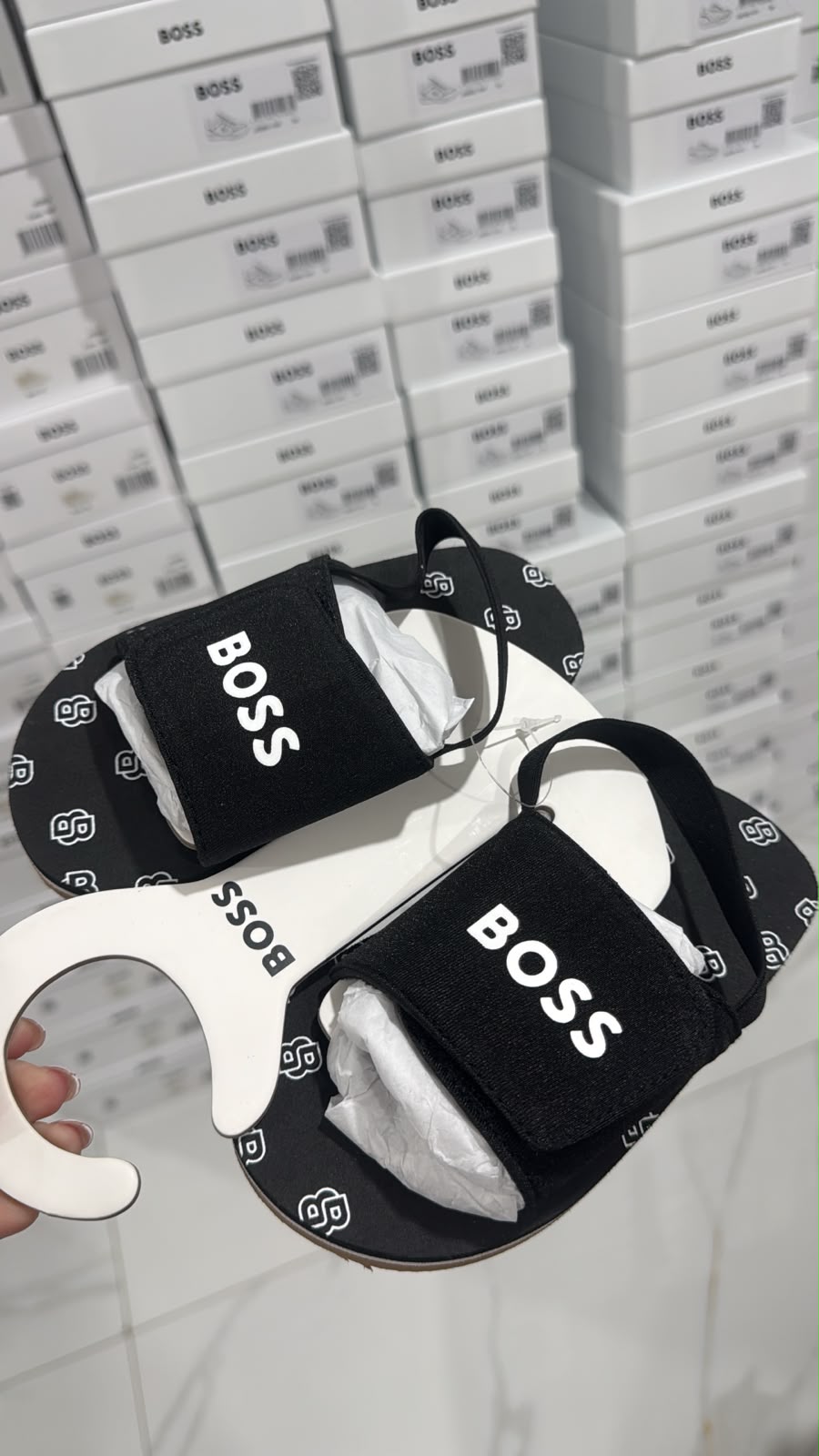 Sandalias BOSS Monogram Logo Slides Negro