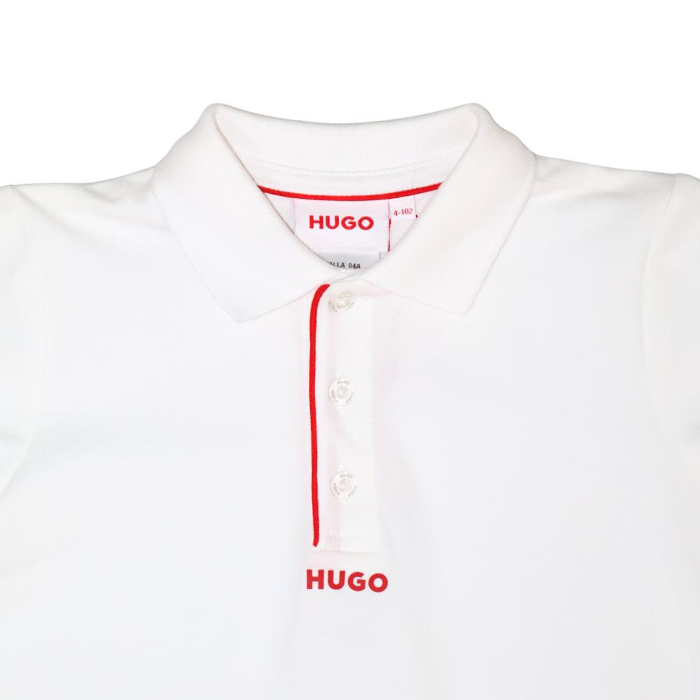 Playera Polo Hugo para Niño Blanca con Logo Frontal