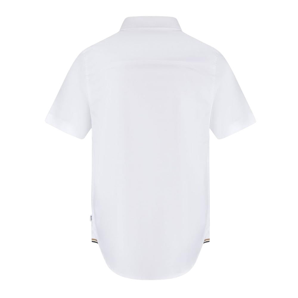 Camisa BOSS Blanca de Manga Corta para Niño con Logo Bordado