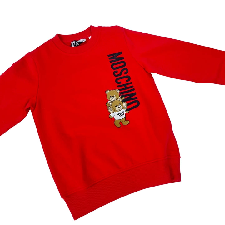 Sudadera Roja Moschino Teddy Logo Vertical Sudadera Roja Moschino Teddy Logo Vertical