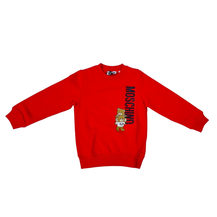 Sudadera Roja Moschino Teddy Logo Vertical Sudadera Roja Moschino Teddy Logo Vertical