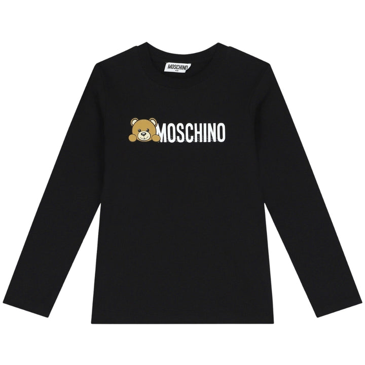 Playera Negra Manga Larga Moschino Teddy Logo Playera Negra Manga Larga Moschino Teddy Logo