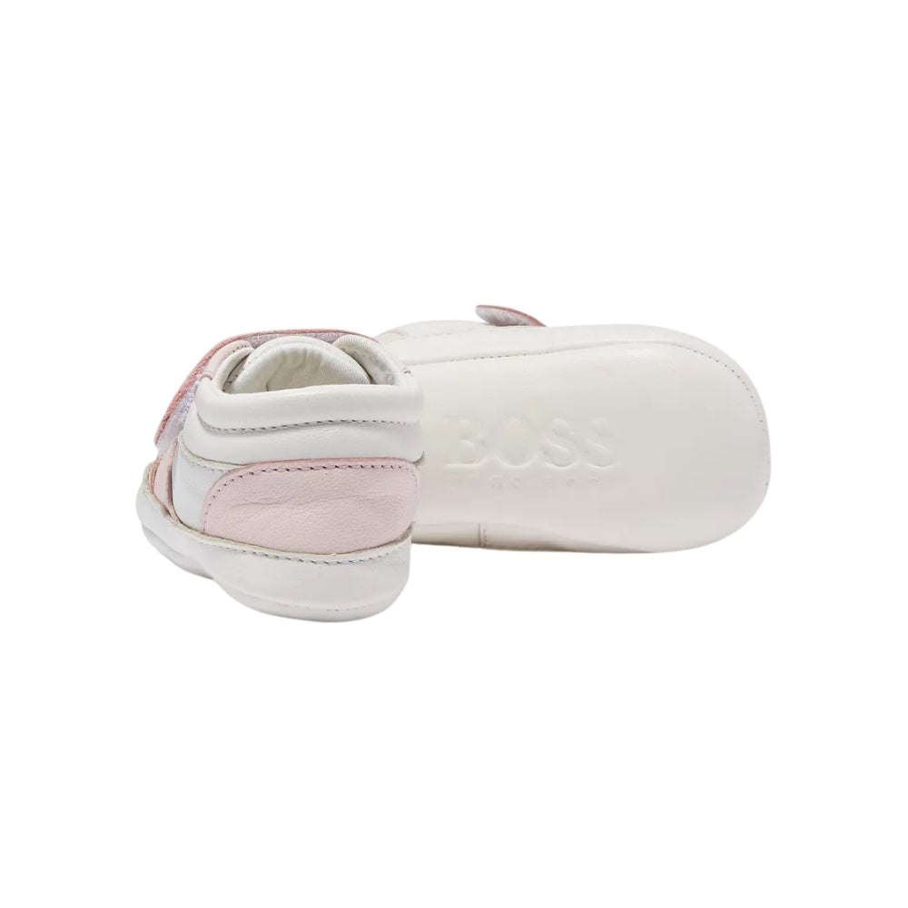 BOSS Baby Pink & White First Walkers