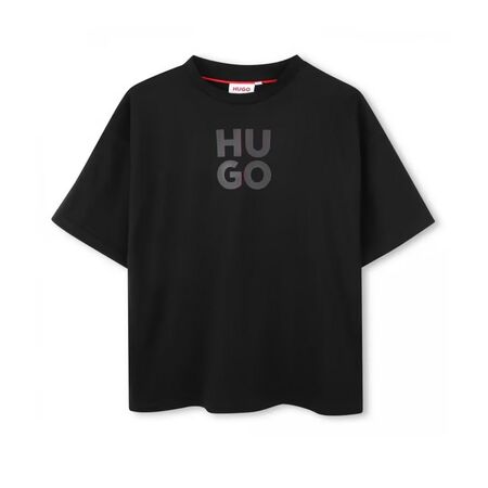 Playera Hugo Negra Para Niño con Logotipo Tonal
