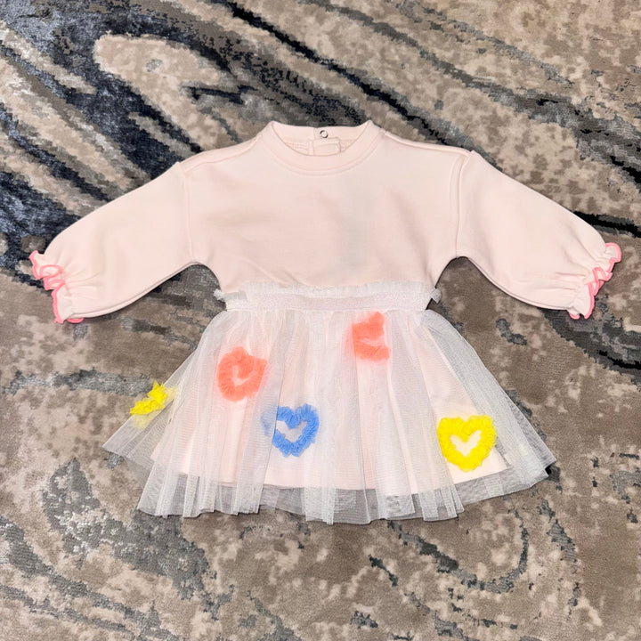 Vestido Bebé con Falda de Tul y Corazones – Billie Blush