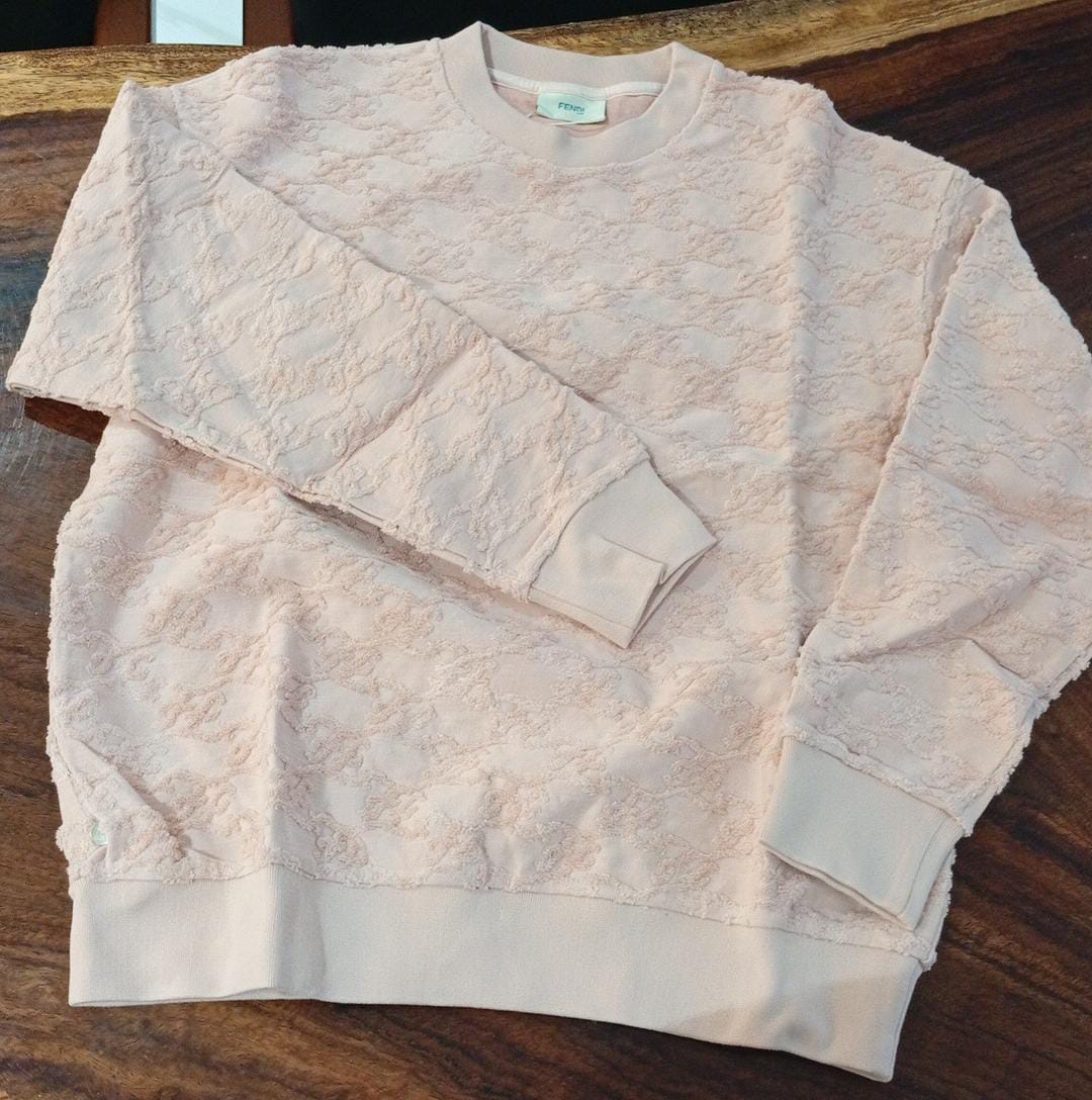 Sudadera Fendi Rosa Pálido con Monograma Texturizado