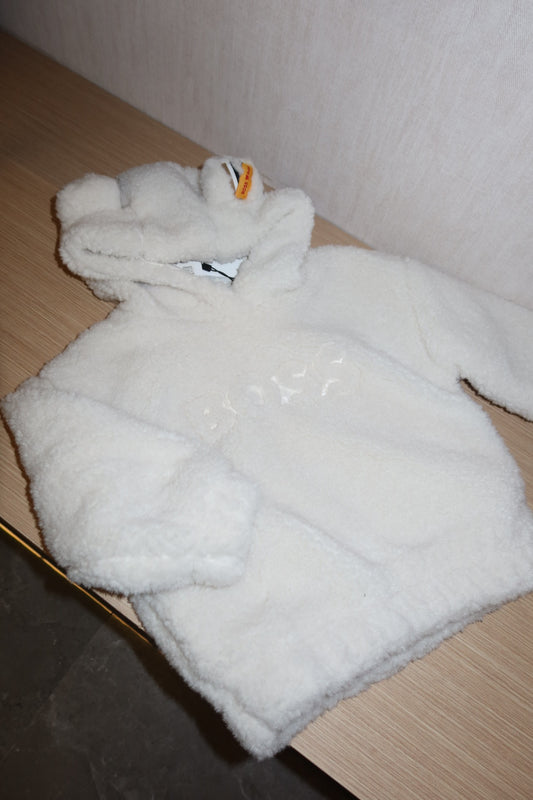 Sudadera para Niña tipo teddy con Capucha color Blanco Boss