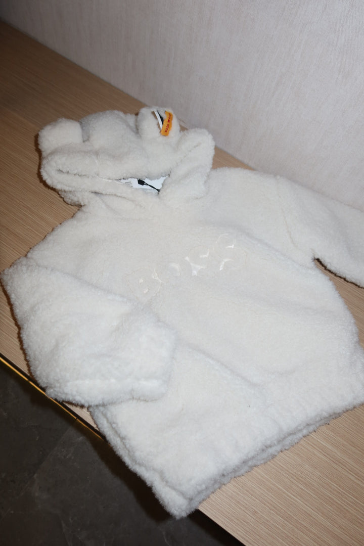 Sudadera para Niña tipo teddy con Capucha color Blanco Boss