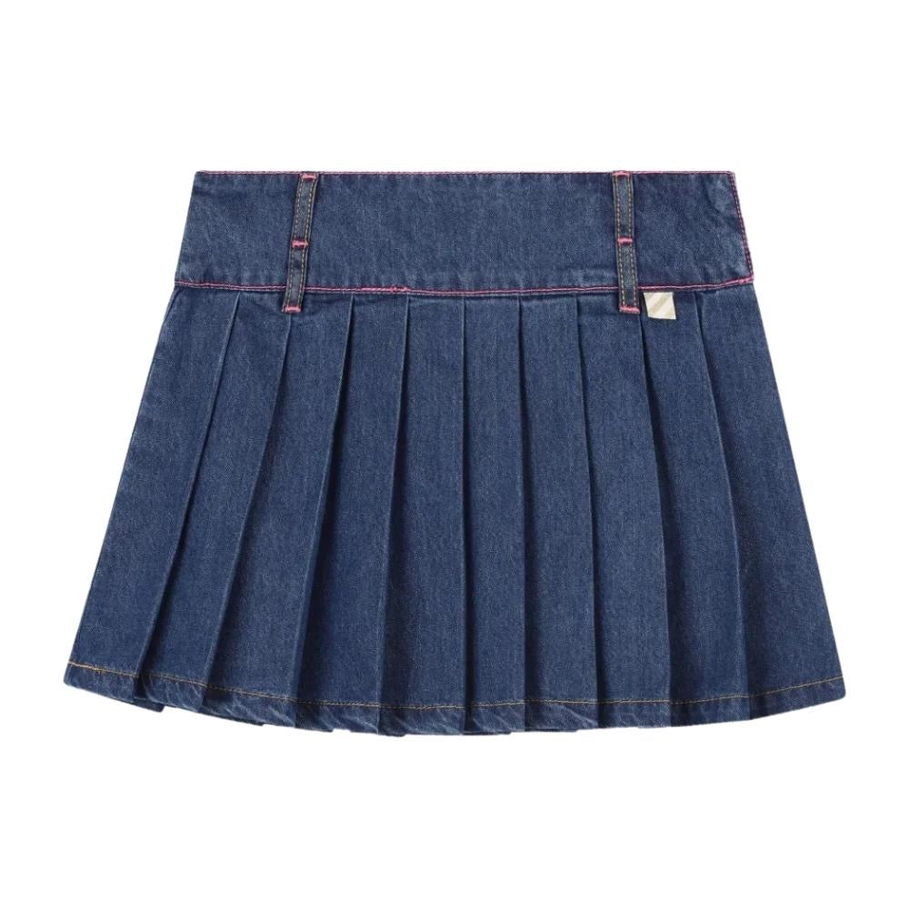Falda Infantil Billie Blush de Mezclilla con Pliegues