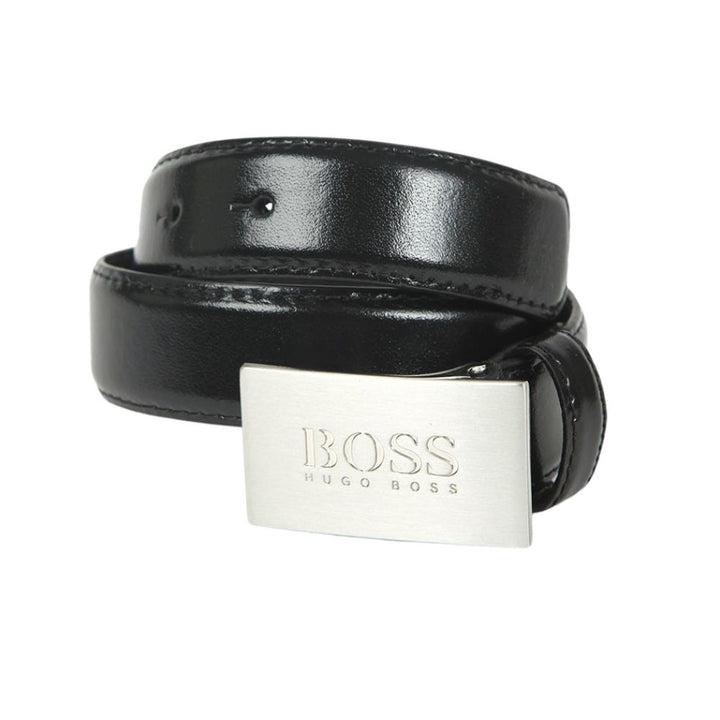 cinturón BOSS de piel "legacy plaque" - classic black