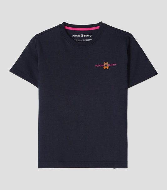 Playera Psycho Bunny Azul con Logo Posterior en Tonos Neón