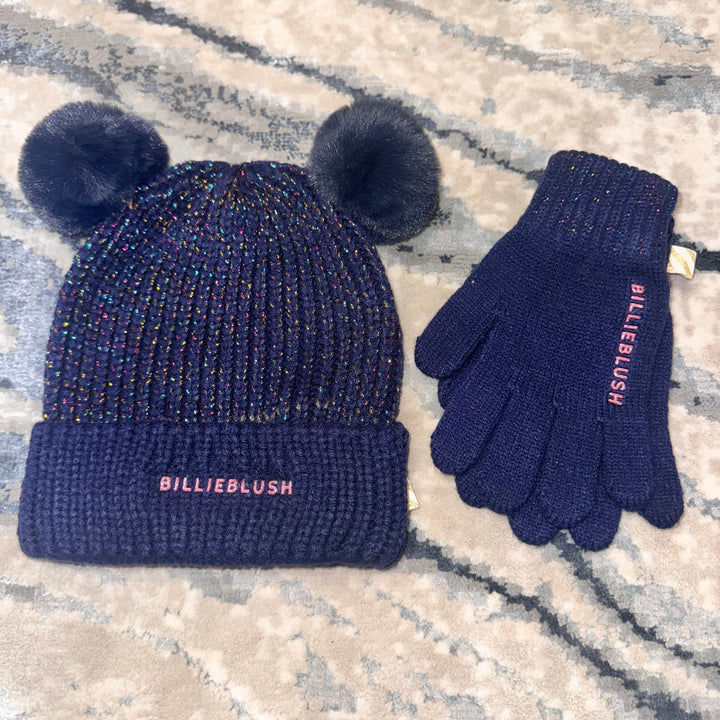 Guantes Tejidos Azul Marino con Logo – Billie Blush