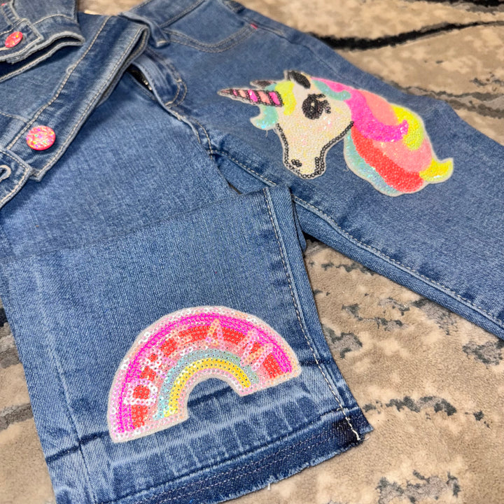 Pantalón de Mezclilla con Unicornio y Arcoíris – Billie Blush