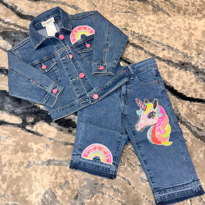 Pantalón de Mezclilla con Unicornio y Arcoíris – Billie Blush