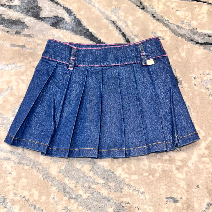 Falda Infantil Billie Blush de Mezclilla con Pliegues