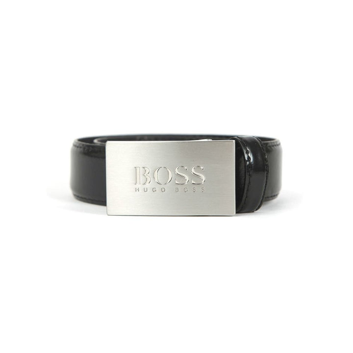 cinturón BOSS de piel "legacy plaque" - classic black