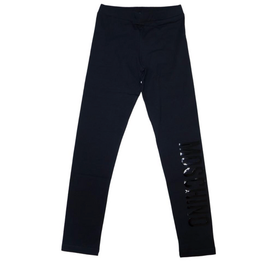 Moschino Leggings Negros con Logo Negro Brillante