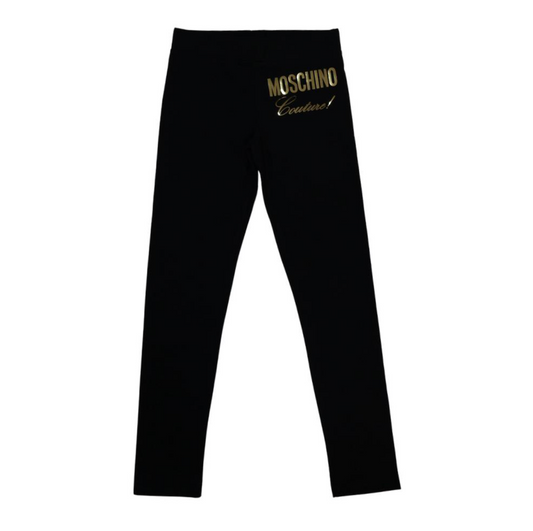 Moschino Leggings Negros con Logo Dorado “Couture!”