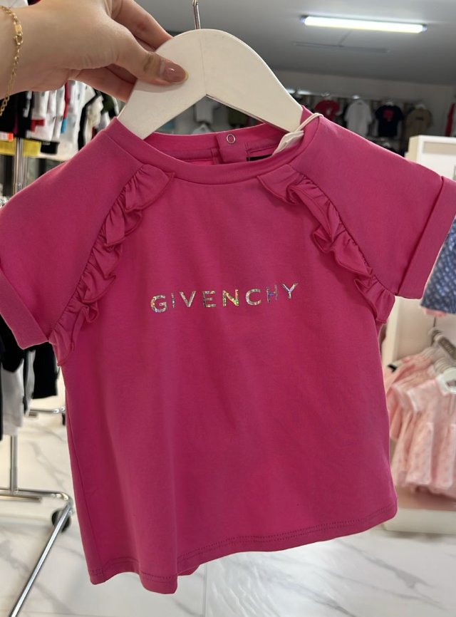 GIVENCHY – Playera Rosa con Volantes Laterales