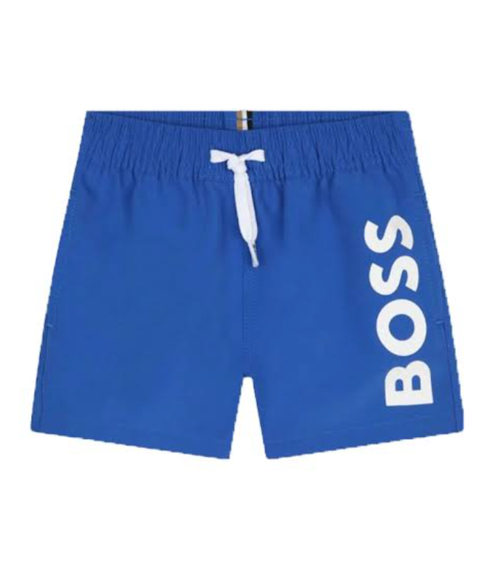 Short de baño BOSS azul con logo lateral