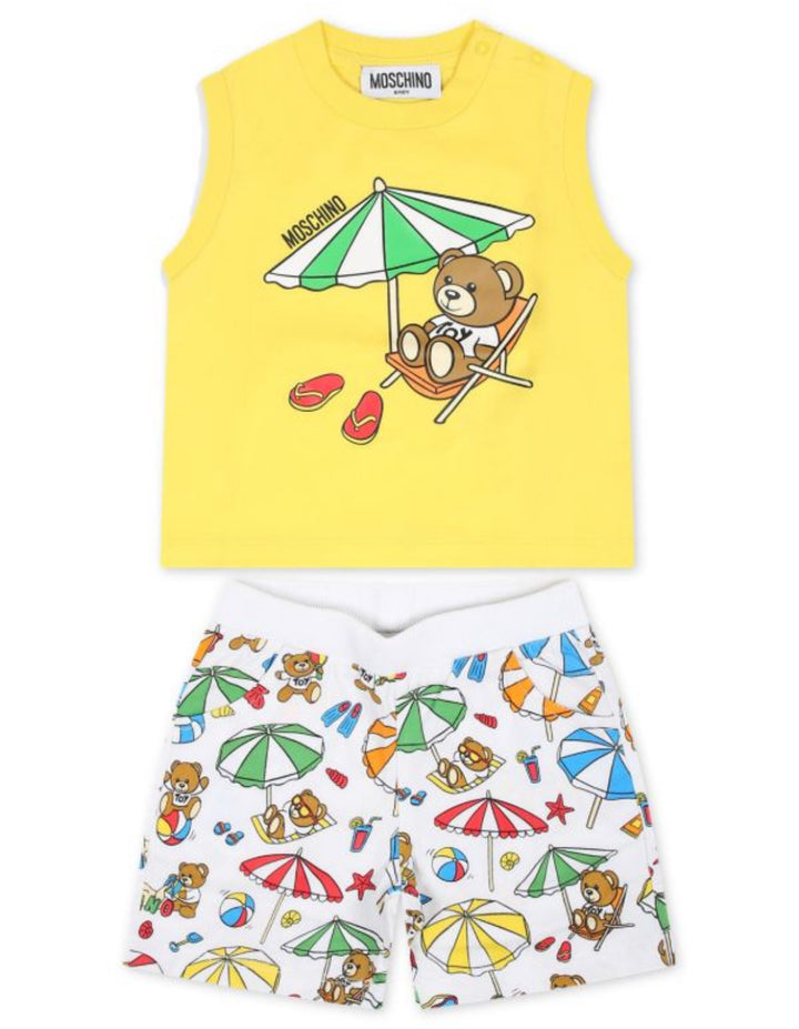 Conjunto Amarillo con Osito y Playa – MOSCHINO Niño