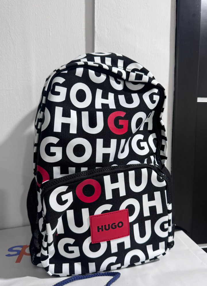Mochila Hugo Boss All Over Logo Black & White