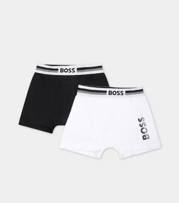 Boss – Pack de 2 bóxers negros y blancos con logo lateral
