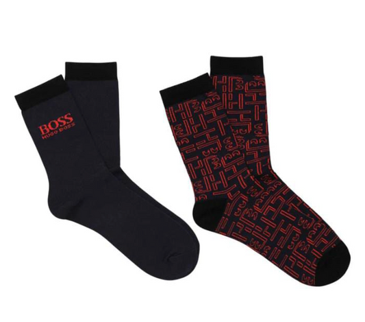 Calcetines BOSS pack 2 pares negro/rojo