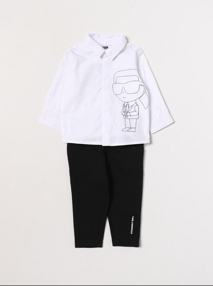 Karl Lagerfeld Kids - Conjunto camisa blanca y leggings negros