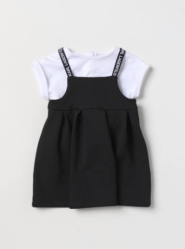 Karl Lagerfeld Kids - Vestido negro con tirantes logotipados