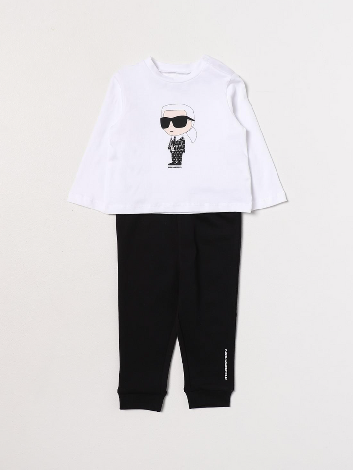 Karl Lagerfeld Kids - Conjunto blanco y negro con ilustración de Karl Lagerfeld