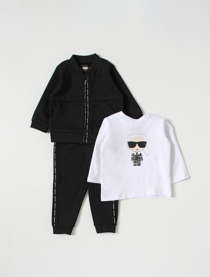 Karl Lagerfeld Kids - Set negro de tres piezas con detalles de logo en cremallera