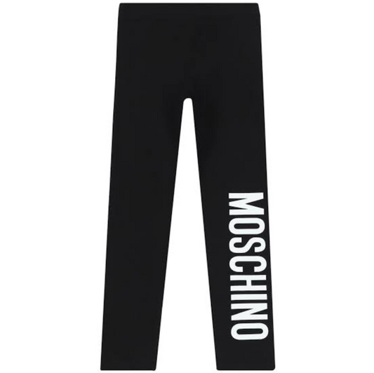 Moschino Leggings Negros con Logo Blanco Lateral